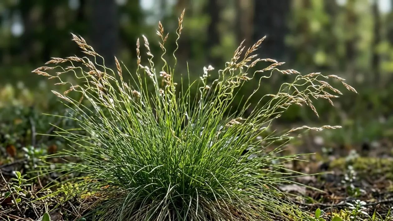 Metsälauha kasvamassa suomalaisessa kangasmetsässä.