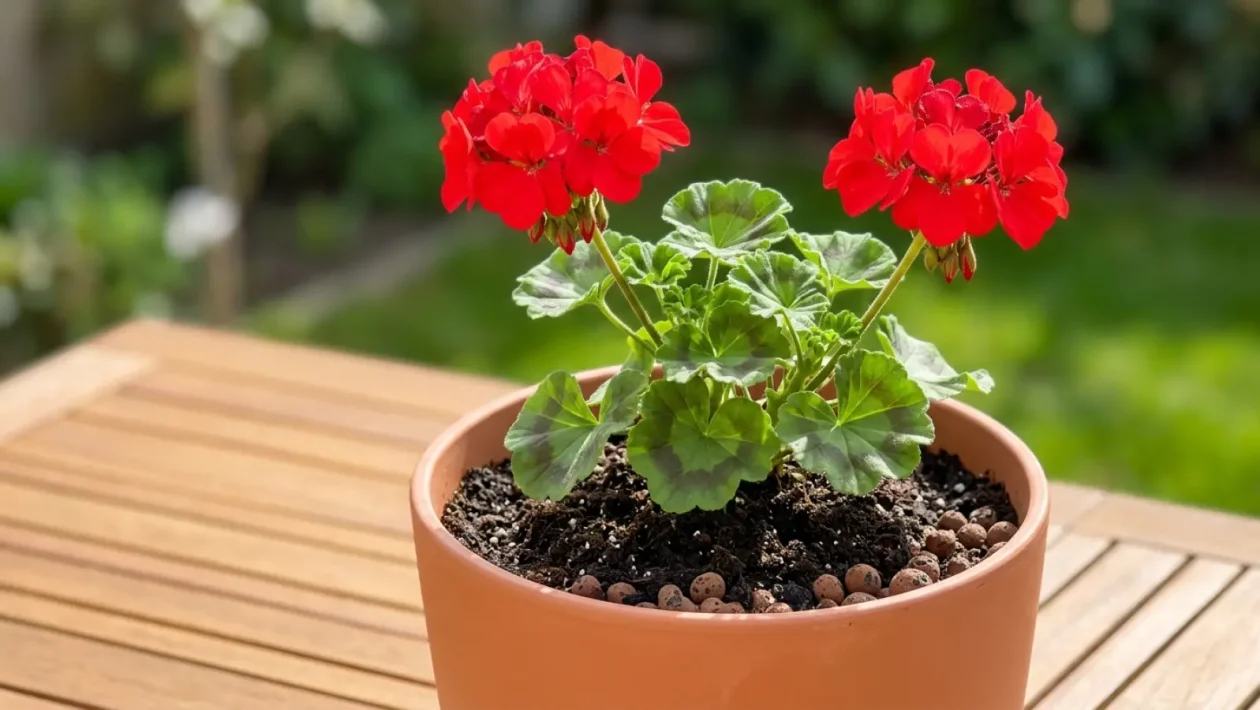 Värikkäitä pelargonioita Rustan ruukuissa.